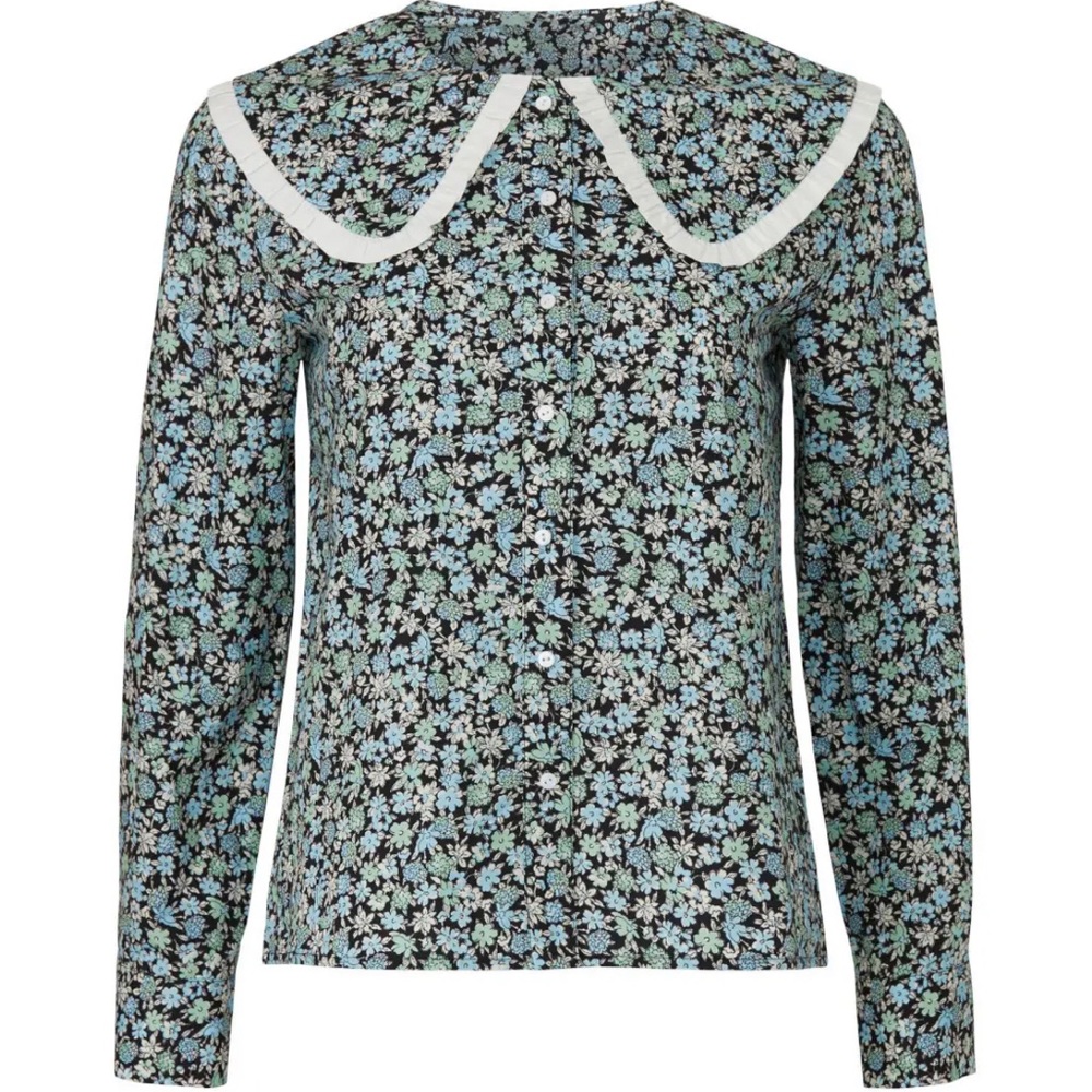 Maje City Collared Floral Top